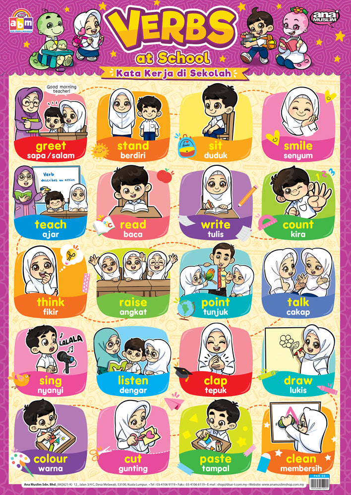 POSTER VERBS AT SCHOOL