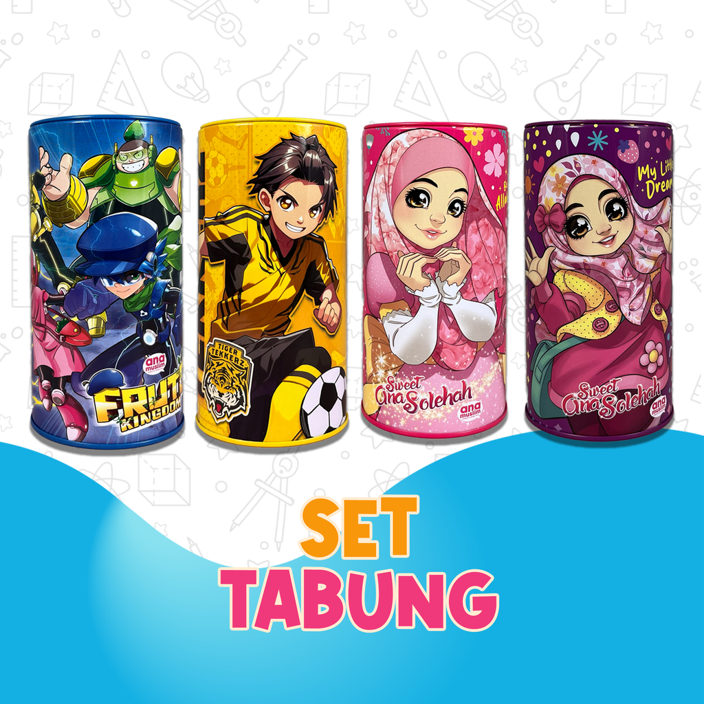 NEW KOLEKSI TABUNG ANA MUSLIM SET TABUNG Dengan Gambar Karakter Lucu Dan Menarik Untuk Kanak-kanak